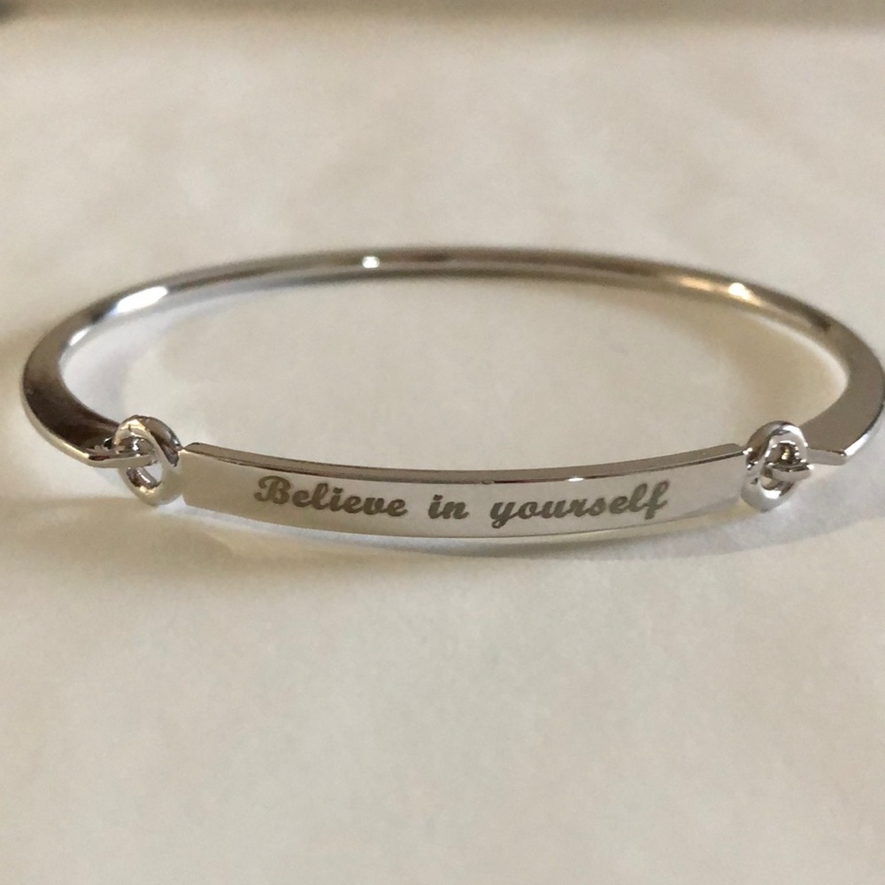 “Believe In Yourself” Silver Bangle Bracelet